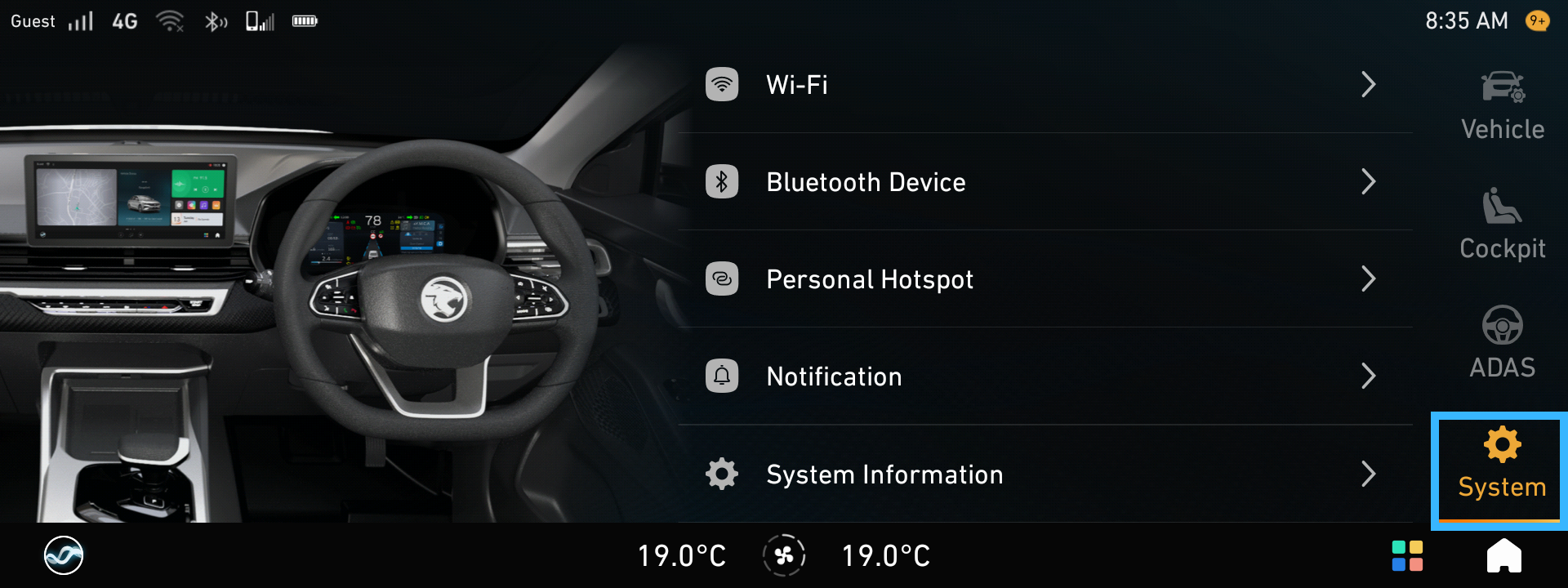 Open Settings app on Proton IHU
