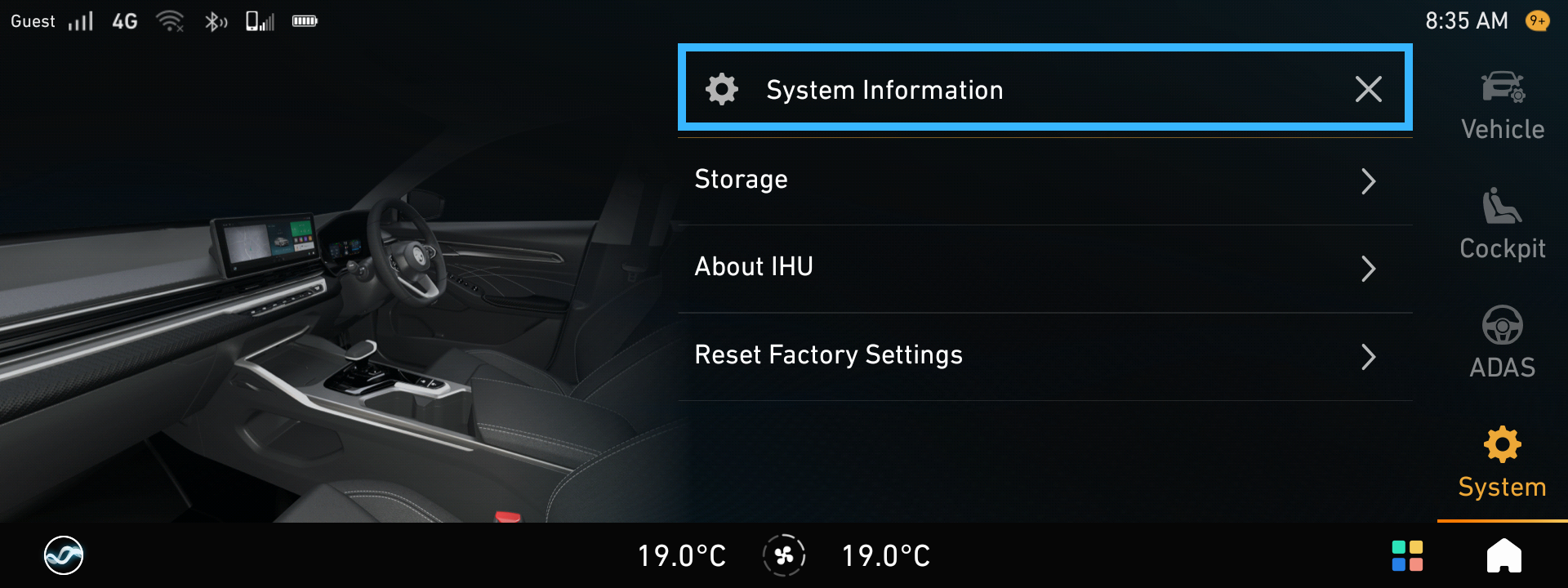 Open Settings app on Proton IHU